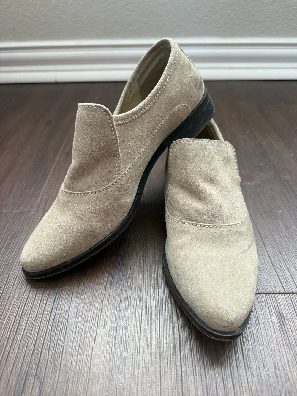 Free People Brady Slip-on Loafers Suede Leather Light Tan Beige Shoes Pointed